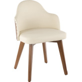 Ahoy Dining Chair in Cream Leatherette & Walnut Finish